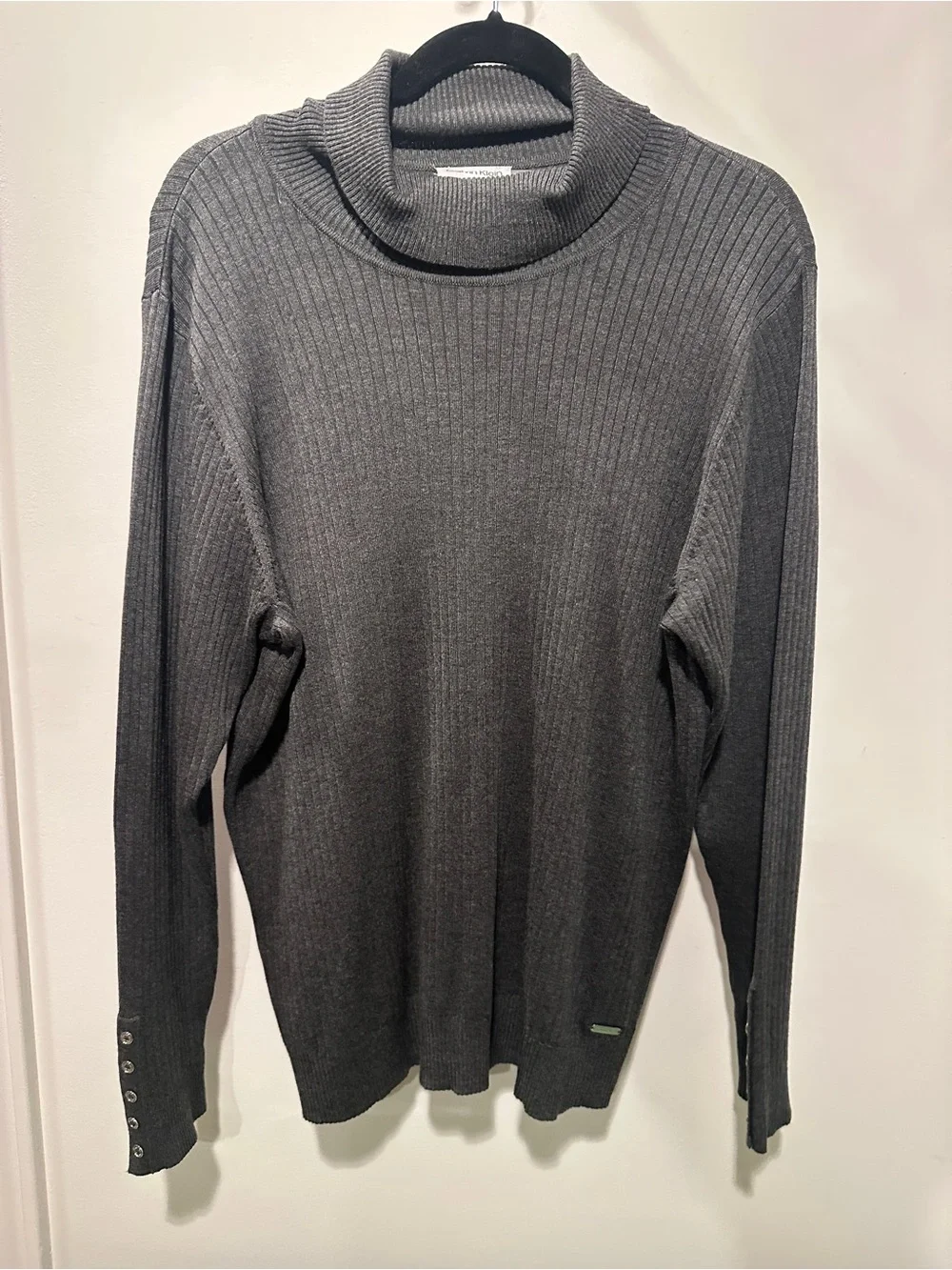 Calvin Klein Charcoal Gray Ribbed Turtleneck Sweater 2X
